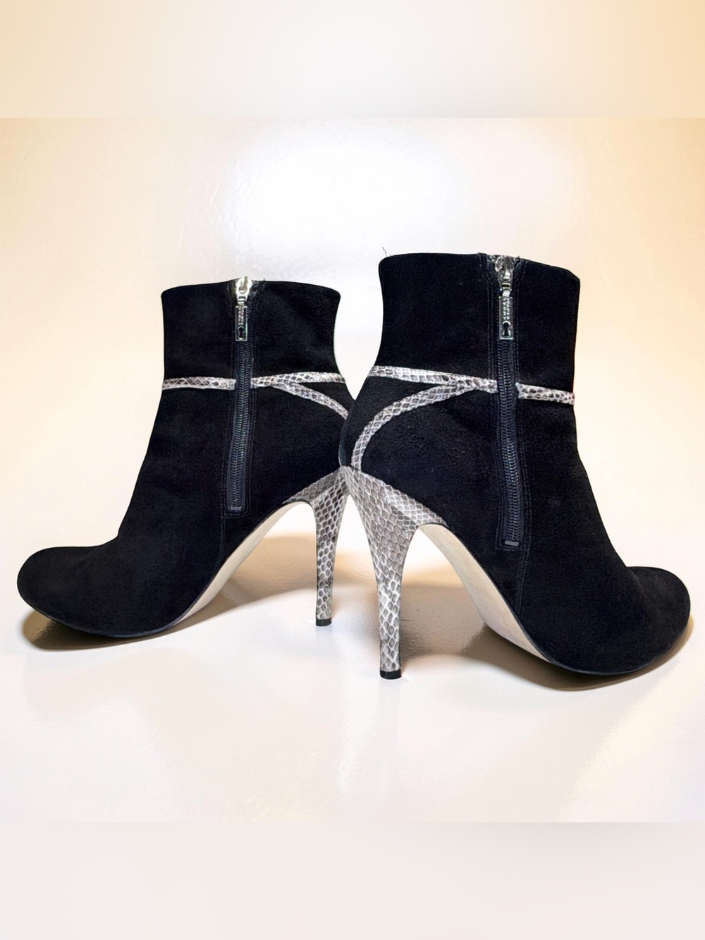IVANKA TRUMP Women’s Ankle Booties | Black Multi Suede & Snakeskin Accent | 9.5M